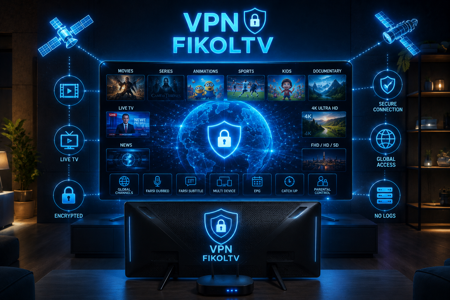 VPN داخلی Fikol TV Golden برای اتصال خصوصی‌تر IPTV